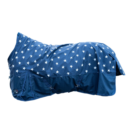 Turnout Rug HKM Norwich 600D Fleece Lined, Navy and Stars / 14988