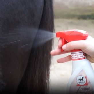 Odżywka do grzywy i ogona Silkcare Striegel zawiera proteiny jedwabiu, usuwa z sierści i włosów kurz oraz brud.