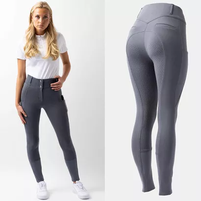 Ladies' riding breeches HORZE Mira full greep, Thundercloud blue / 36815