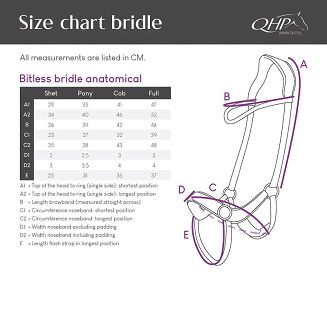 Ogłowie bezwędzidłowe anatomiczne QHP z wodzami, brązowe / 9089 - 4