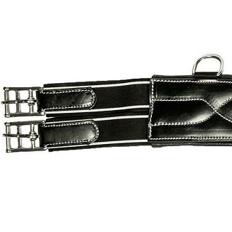 Soft leather girth HKM with belly guard, black / 8032 - 2