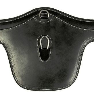 Soft leather girth HKM with belly guard, black / 8032 - 3