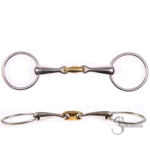 Wędzidło zwykłe STALLION pełne, z anatomicznym łącznikiem miedzianym - stal nierdzewna / 15154 