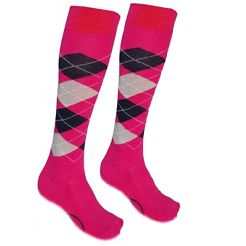 Equestrian Knee-High Socks – ARGYLE / pink/navy/grey