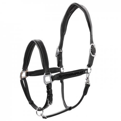 Leather halter DELEMONT - black