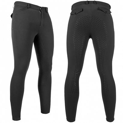 Men's riding breeches HKM James full silocone seat, black / 14139