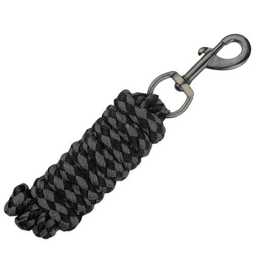 Uwiąz pleciony HORSENJOY Cassia, z karabińczykiem obrotowym / 1401060 Kolor czarny + popiel.