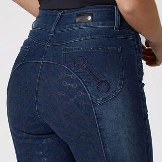 Z tyłu dwie kieszenie ozdobione haftem  wędzidła oraz kryształkami.
Pełny lej - silikonowy nadruk wędzidełka.