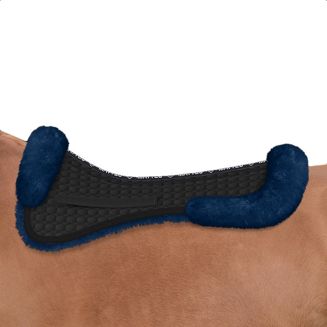 Podkładka pod siodło, ujeżdżeniowa MATTES  z futra medycznego, czarna bawełna, futro royalblue