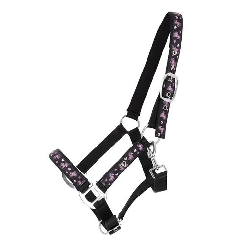Nylon padded Halter QHP Lize, Black-Violet / 1200