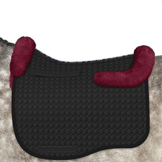 Czaprak ujeżdżeniowy MATTES EUROFIT z futrem medycznym, czarna bawełna, futro burgundy