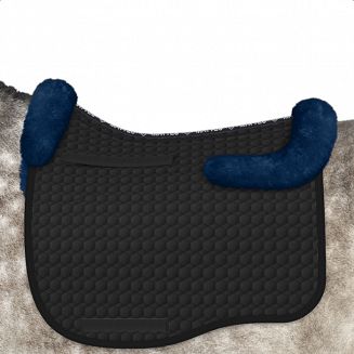 Czaprak ujeżdżeniowy MATTES EUROFIT z futrem medycznym, czarna bawełna, futro royal blue