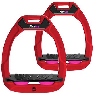 FLEX-ON Strzemiona SAFE-ON - inclined ULTRA grip - red -czerwona ramka, czarna wkładka - różowy elastomer