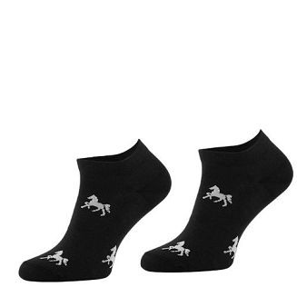 Stopki - skarpetki COMODO bawełniane  / SDJ Kolor czarny, wzór białe koniki.