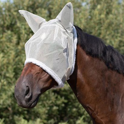 Fly Mask – Horse Head Net QHP for Insect Protection, Grey