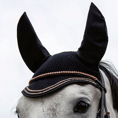 Ear bonnet HKM Rosegold Glamour, black / 12987