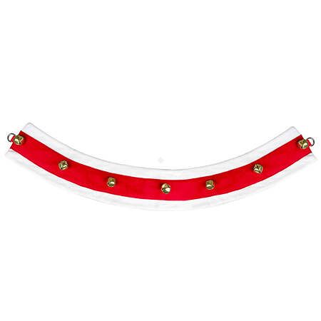 Świąteczna ozdoba polarowa  z dzwonkami, możliwość dopięcie do siodła, do napierśnika lub do szorów zaprzęgowych.