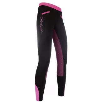 Bryczesy - leginsy damskie HKM STARLIGHT - kolor czarny + różowy