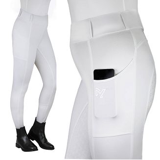 Ladies' Competition Riding Breeches -  Leggings  NOVA Full Silicone Seat White - 2