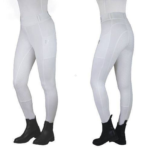 Ladies' Competition Riding Breeches -  Leggings  NOVA Full Silicone Seat White