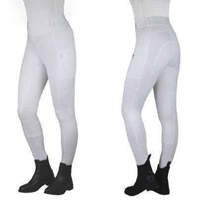 Ladies' Competition Riding Breeches -  Leggings  NOVA Full Silicone Seat White
