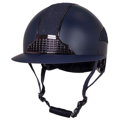 Kask jeździecki QHP Ohio z szerokim daszkiem polo, granatowy,  EN1384:2023 / 8834