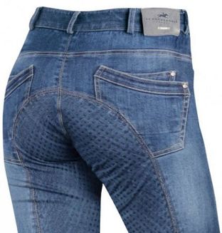 SCHOCKEMÖHLE Bryczesy DELPHI Jeans, pełny silikonowy lej / 2171 niebieskie jeans
