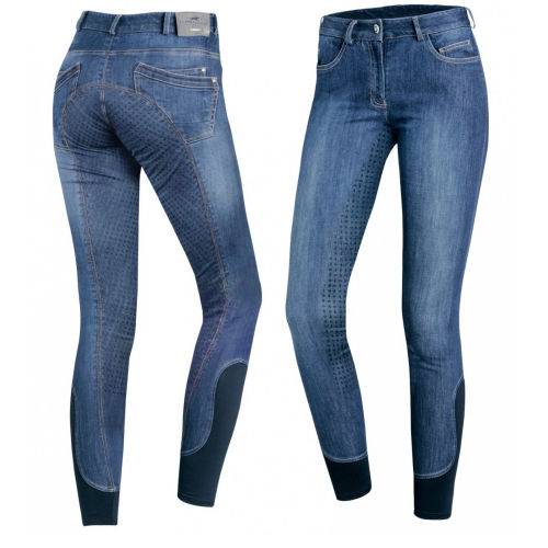SCHOCKEMÖHLE Bryczesy DELPHI Jeans, pełny silikonowy lej / 2171 niebieskie jeans
