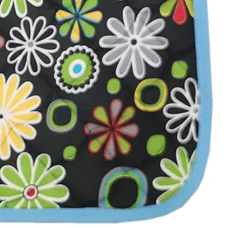 Cotton saddle pad VS Pony MUSTANG , graphite with colorful flowers / 3019 - 3
