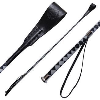 Palcat PRZYBYLSKI skórzany pleciony z  okuciem metalowym - czarny popiel