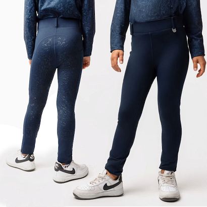 Children’s Winter Riding Tights – HORZE Dea, thermal, full silicone seat, black / 3YVCB