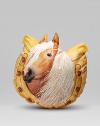 Lile Horses Pillow - Haflinger Horse Head in a Horseshoe