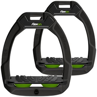 FLEX-ON Strzemiona Safe-On - inclined ULTRA GRIP - czarna ramka - czarna wkładka - zielony elastomer