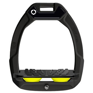 Strzemiona FLEX-ON Safe-On - inclined ULTRA grip - czarna ramka - czarna wkładka - elastomer yellow