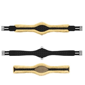 Popręg anatomiczny MATTES z futrem naturalnym, pokrowiec z  z jagnięcej skóry z miękkim długim futrem naturalnym dopinanym na rzep - futro można zdjąć do prania lub wymieniać na inny kolor 