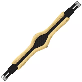 Popręg anatomiczny MATTES z futrem naturalnym, czarny + naturalny kolor futra