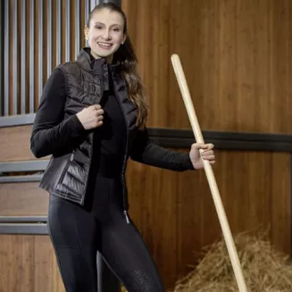 Kamizelka jeździecka HKM JERSEY damska - antracyt pokazana na modelce.