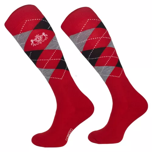 Equestrian Knee-High Socks Merino red-black-grey / SJPW 07