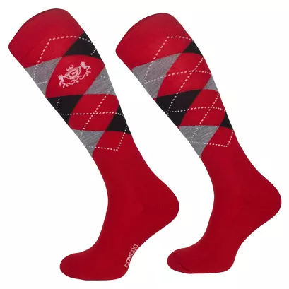 Equestrian Knee-High Socks Merino red-black-grey / SJPW 07