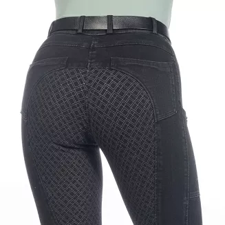 Bryczesy jeździeckie damskie HKM Harbour Island Denim pełny silikonowy lej czarne  / 14540 - 3