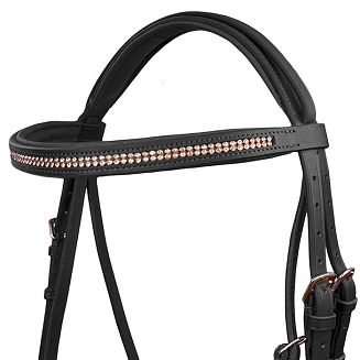 Ogłowie skórzane Y Gemma nachrapnik kombinowany, wodze parciane, czarne / 39180 - 2