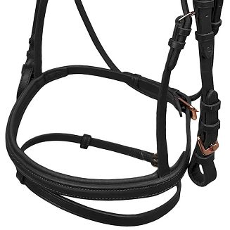 Ogłowie skórzane Y Gemma nachrapnik kombinowany, wodze parciane, czarne / 39180 - 3