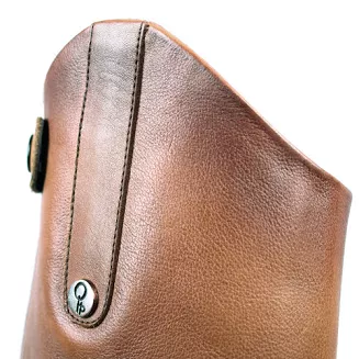 Oficerki skórzane QHP Sophia Cognac szerokie (wysokie buty jeździeckie) / 7134