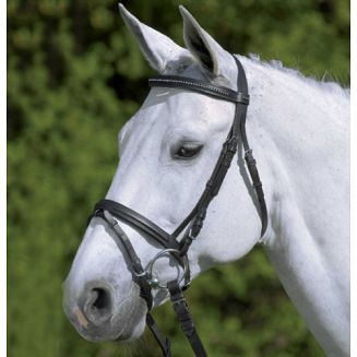 STAR Ogłowie podszywane DIAMANT z nachrapnikiem kombinowanym / 8135 czarna skóra + czarne podszycie + czarne kryształki