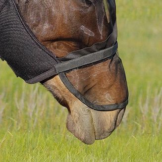 W obszarze nozdrzy, osłona z siatki o długości 30 cm, dopinana na rzep.