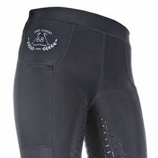 Bryczesy - Legginsy HKM MESH  z pełnym silikonowym lejem - czarny