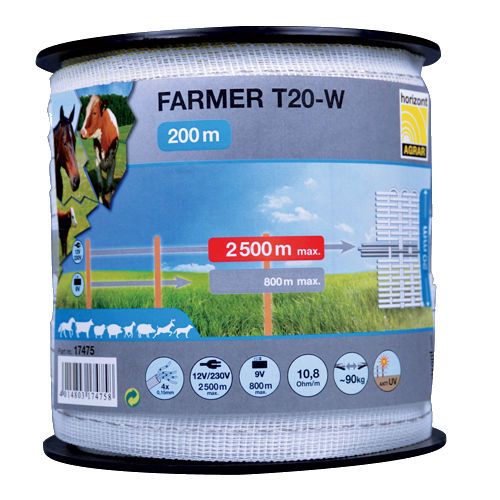 Taśma do ogrodzenia elektrycznego HORIZONT ROLOS FARMER T20-W 200 m