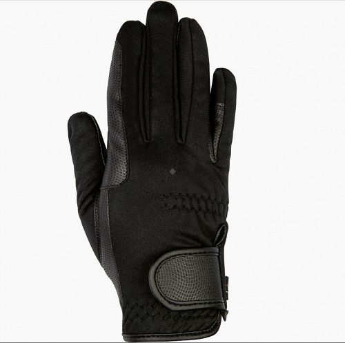 Rękawiczki jeździeckie młodzieżowe, zimowe HKM Softshell czarne / 91509