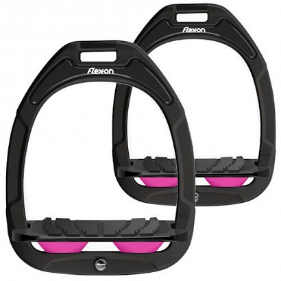 FLEX-ON Composite stirrups - inclinet GRIP - black + pink