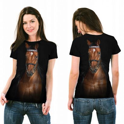 Koszulka T-shirt 3D z koniem - damska  FULL PRINT
